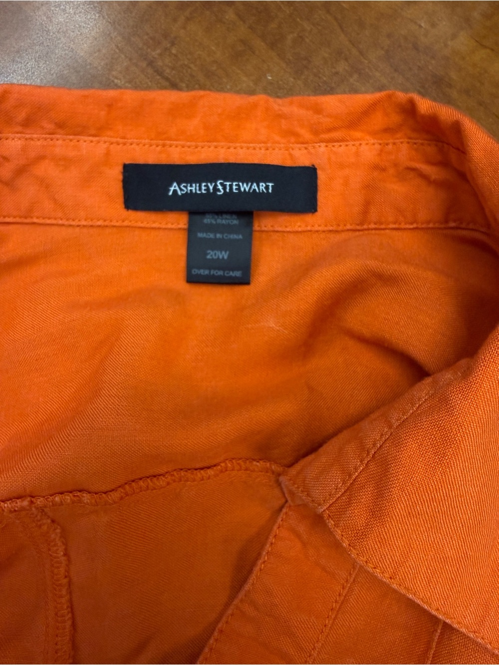 Ashley Stewart Orange Button-Front Tunic Shirt 3/4 Sleeve Plus Size - Picture 7 of 14
